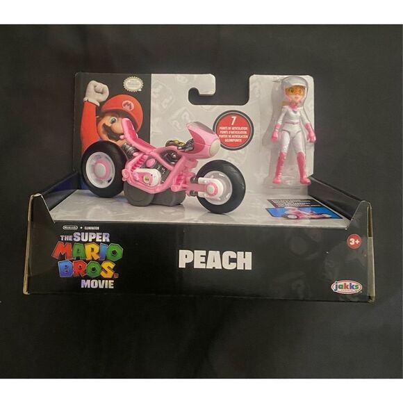 Super Mario Bros Movie Princess Peach Figure & Pull Back Racer Kart - Picture 1 of 3